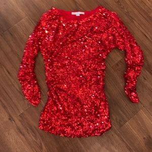 Red sequin top